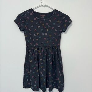 Cat & Jack Grey Fit and Flare Heart Patterned Crew Neck Dress